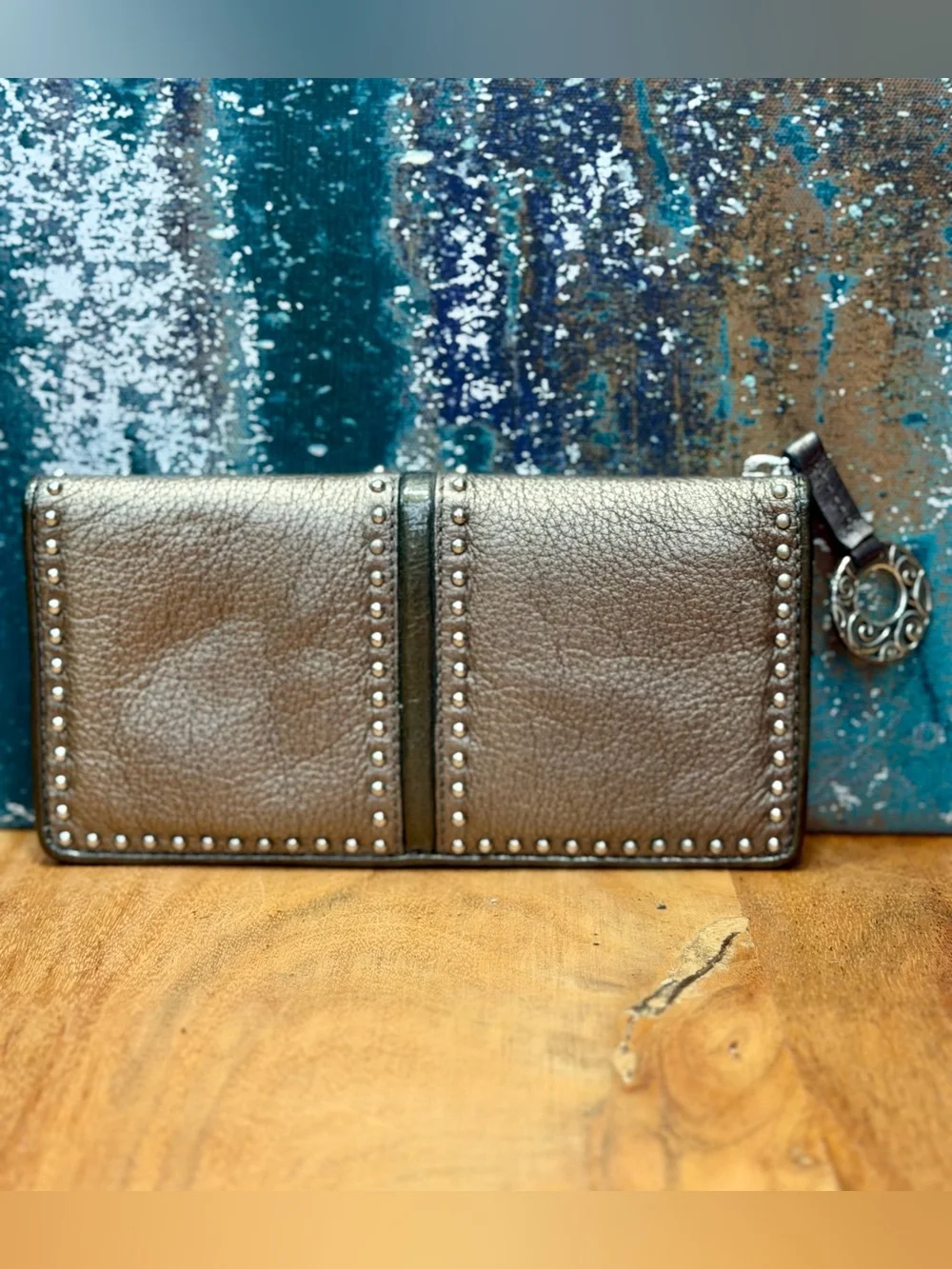 Brighton 2010s Boho Western Pretty‎ Tough Metallic Pewter Wallet RETIRED GUC